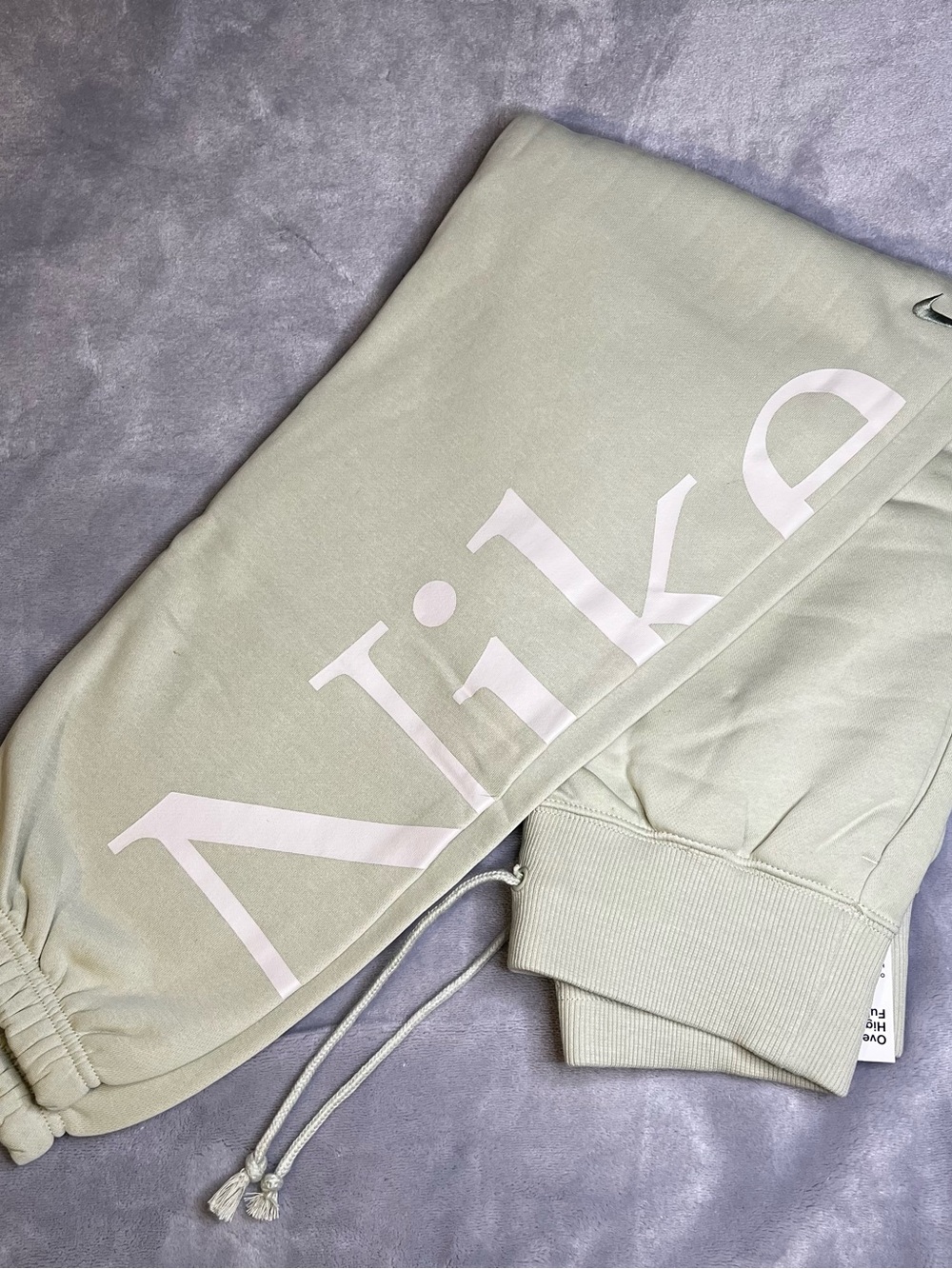 Nike Women’s Sage Green Logo Sweatpants with Beige Print